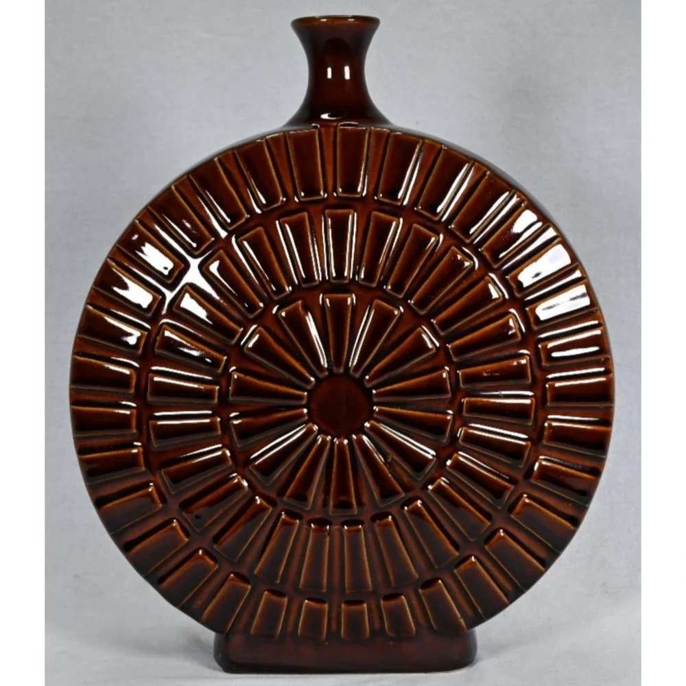 RARE Carolyn Kinder Mid Century Modern Brown Decanter 13.5